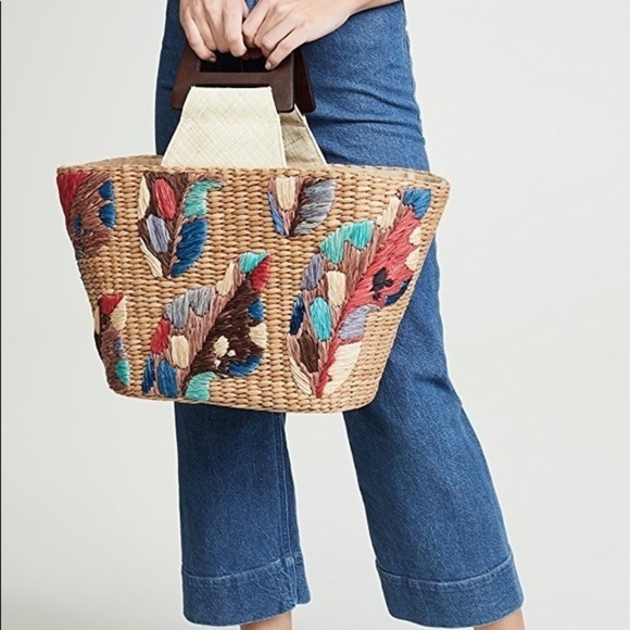NWOT Anthropologie Aranaz  Louise Straw Tote - Picture 1 of 13